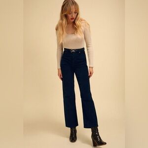 Rouje Navy Straight Leg Corduroy Pants